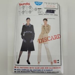 ✨4/$20✨ Burda 8292 Jacket Sewing Pattern Uncut Size 10-22